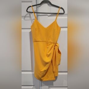 French connection whisper bow mini dress yellow sz 4